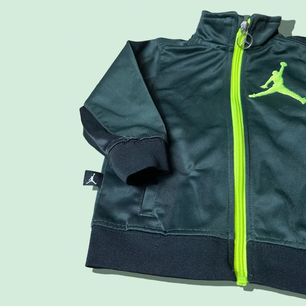 Baby Air Jordan Shades Of Green Zip Up Track Jacket Size 12 Mon Neon Embroidery